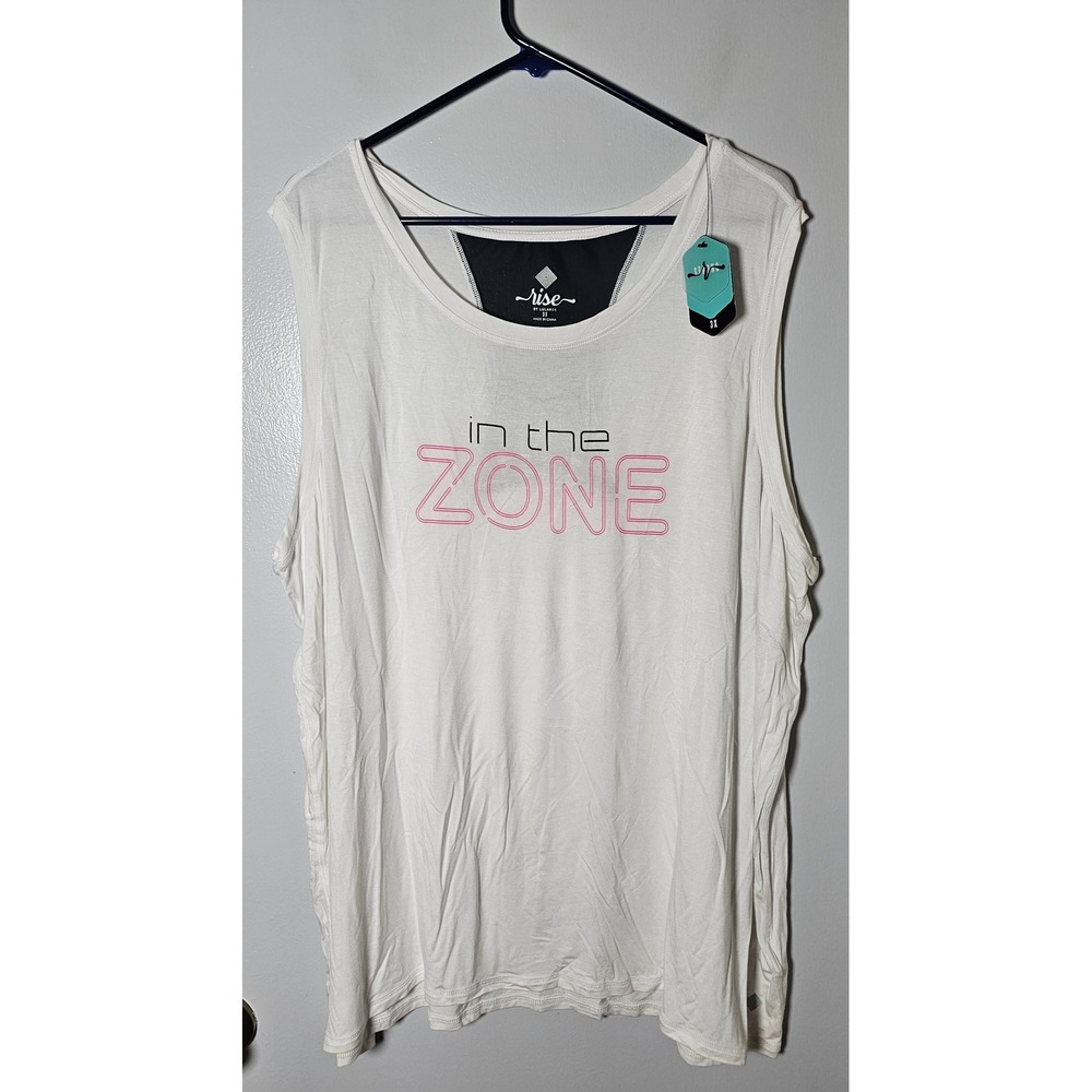 LuLaRoe Rise In The Zone Mesh Back Tank Top White Pink Women's Size 3XL NWT